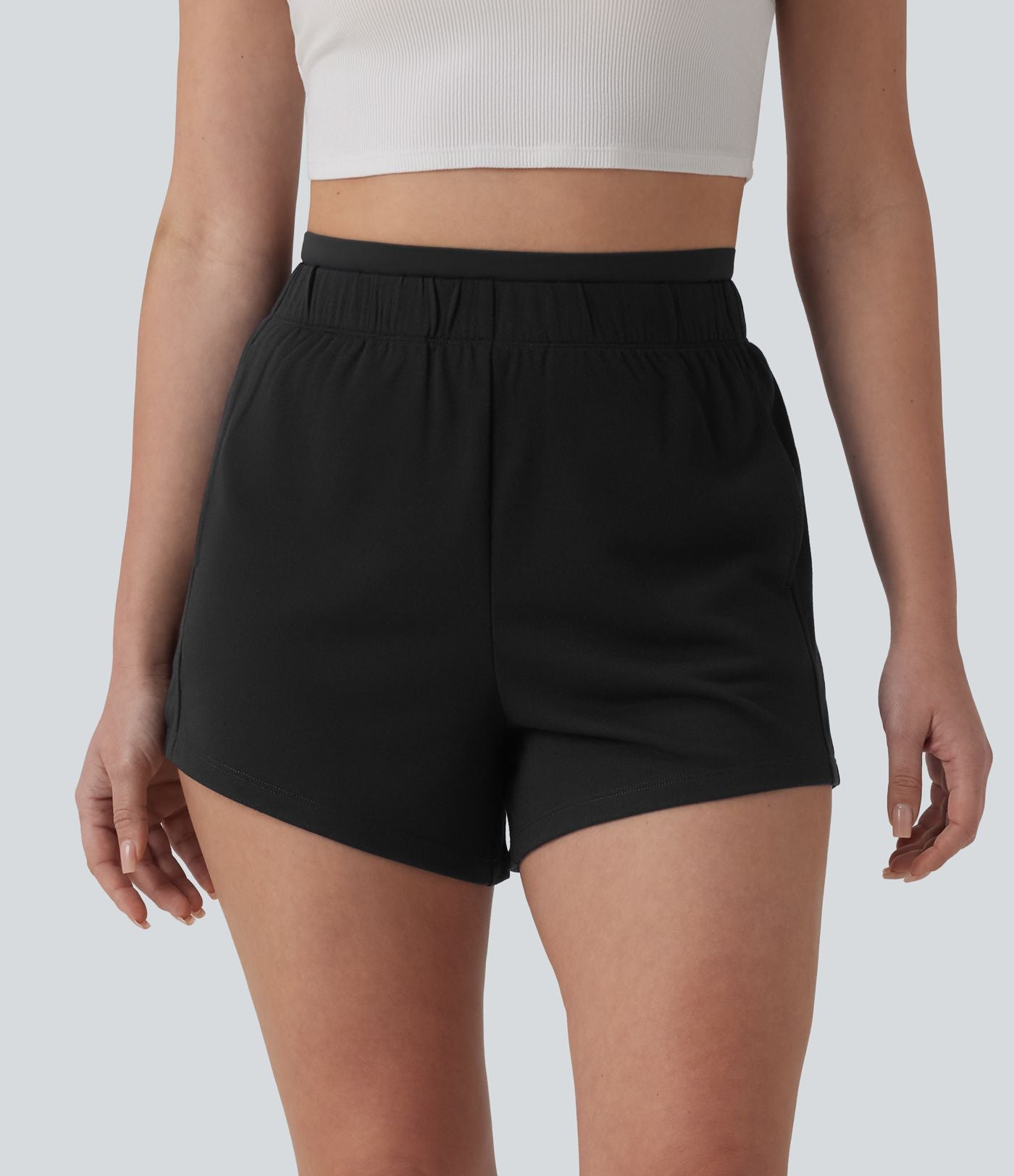 Short sweat décontracté 2 en 1 taille haute 10 cm avec poches