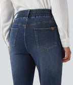 Jean décontracté slim Halara Flex™ taille haute avec cordon de serrage, ourlet retroussé et poches
