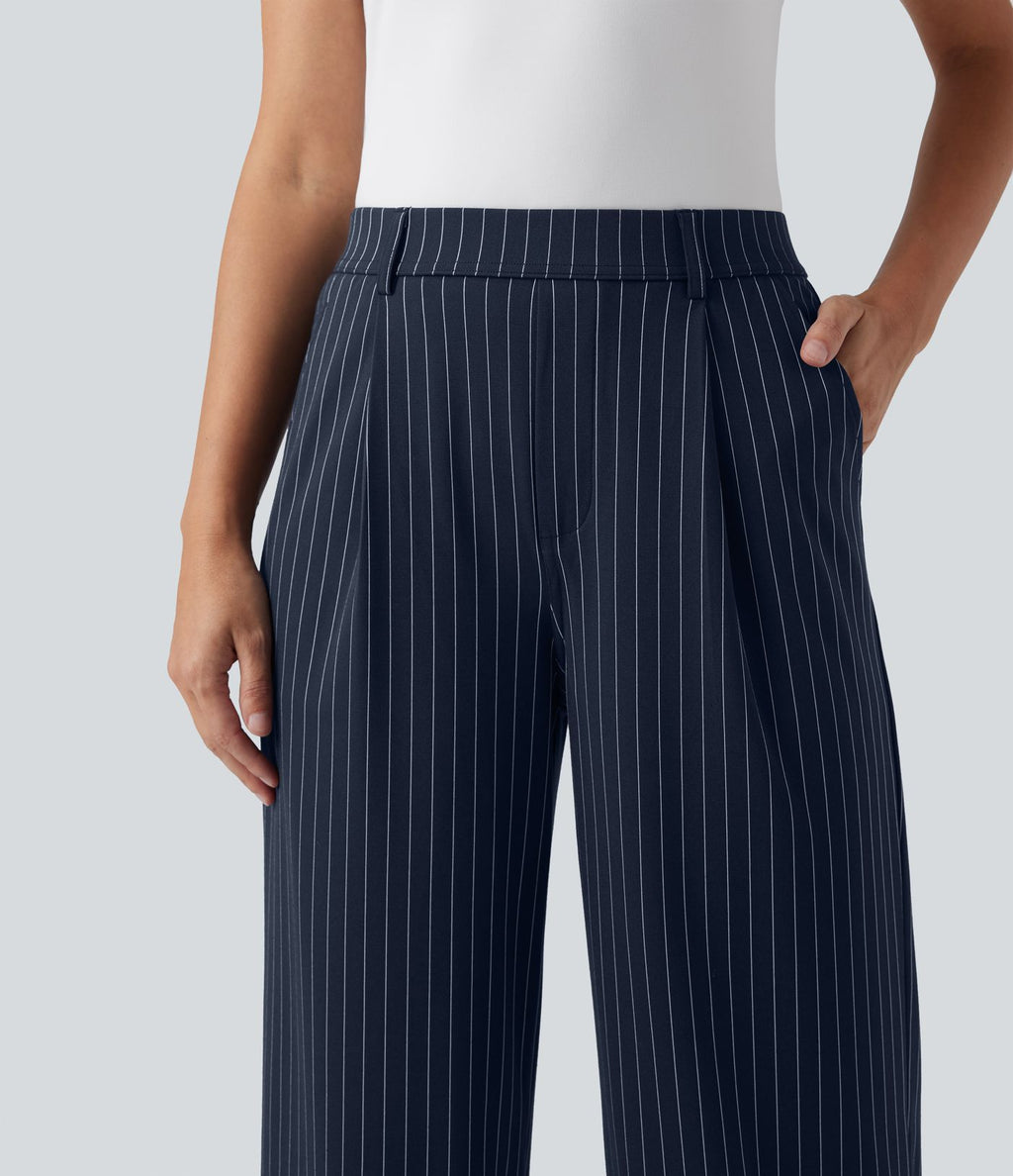 Pantalon Halara Flex™ tailleur droit taille haute rayé effet frais InstantCool avec poches