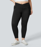 Halara Flex™ Legging Travail  7/8 Taille Croisée en Denim Tricot Extensible Taille Haute Poches Multiples Grande Taille