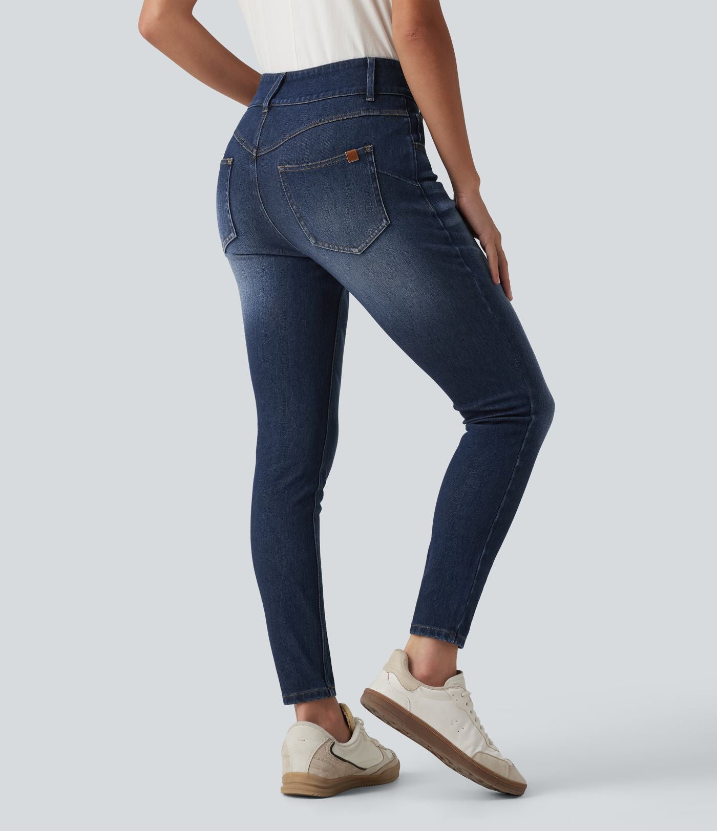 Jean skinny Halara Flex™ taille mi-haute délavé avec poches