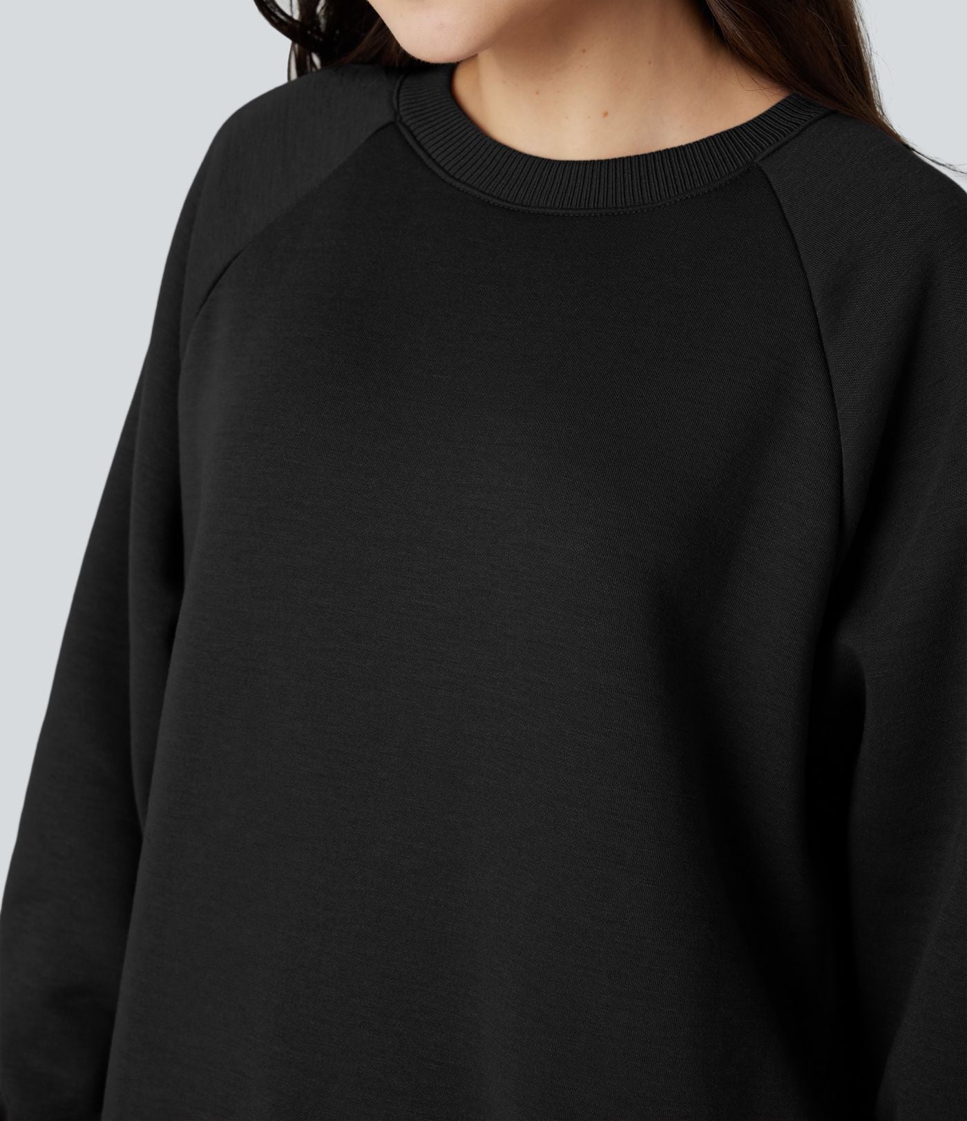 Sweat-shirt polaire oversize col rond manches longues avec poches