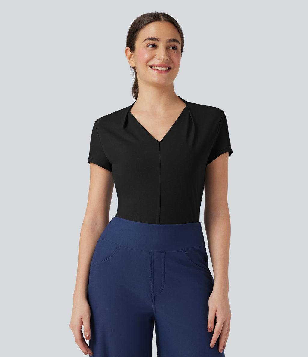 Haut tailleur col V manches courtes