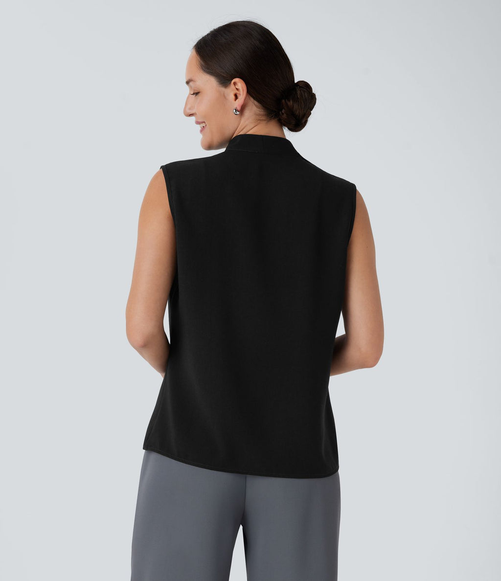 Blouse sans manches col V pour le bureau