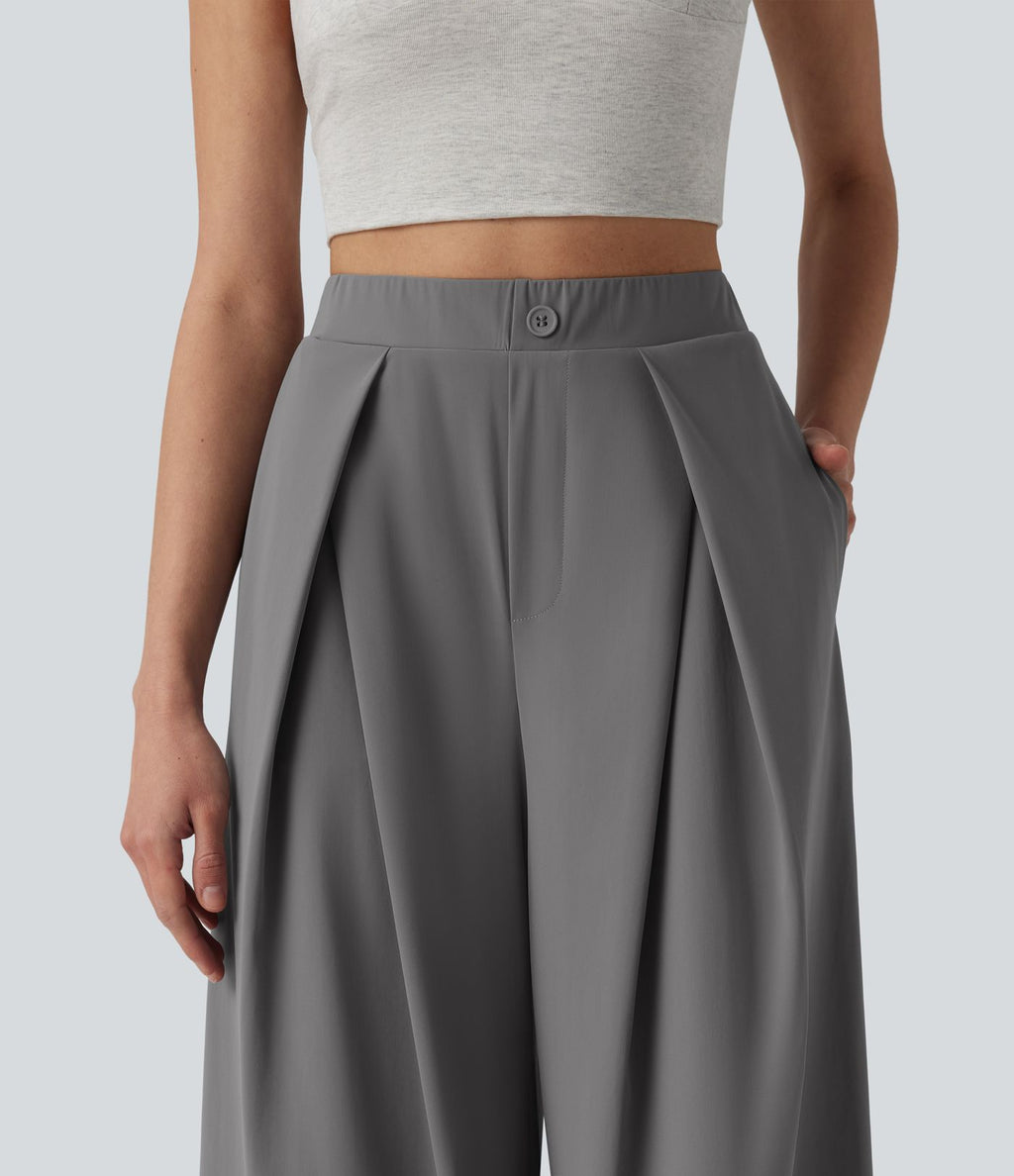 Pantalon large séchage rapide effet frais InstantCool taille haute avec poches, protection solaire UPF40+
