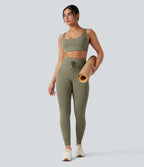 Brassière de sport yoga soutien léger col U à découpes rayé bonnets A-C