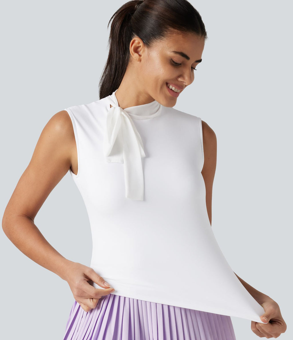 Haut de sport golf SoftlyZero™ Airy sans manches col cheminée avec nœud effet frais InstantCool, protection solaire UPF50+
