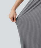 Combinaison tailleur col V sans manches à rayures et fronces avec poches - Easy Peasy