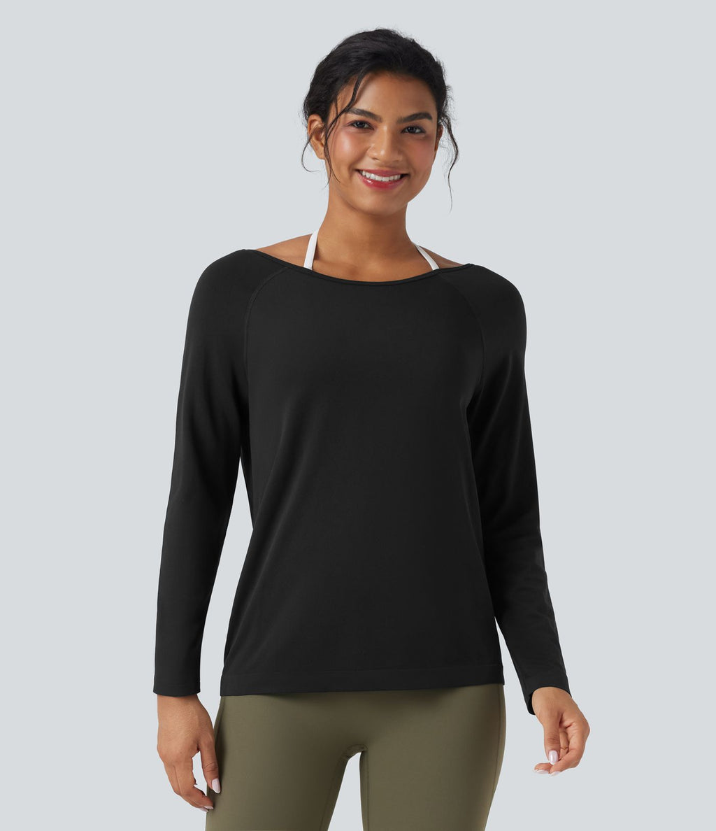 Haut de sport décolleté rond à manches longues sans couture OneForm Seamless Flow