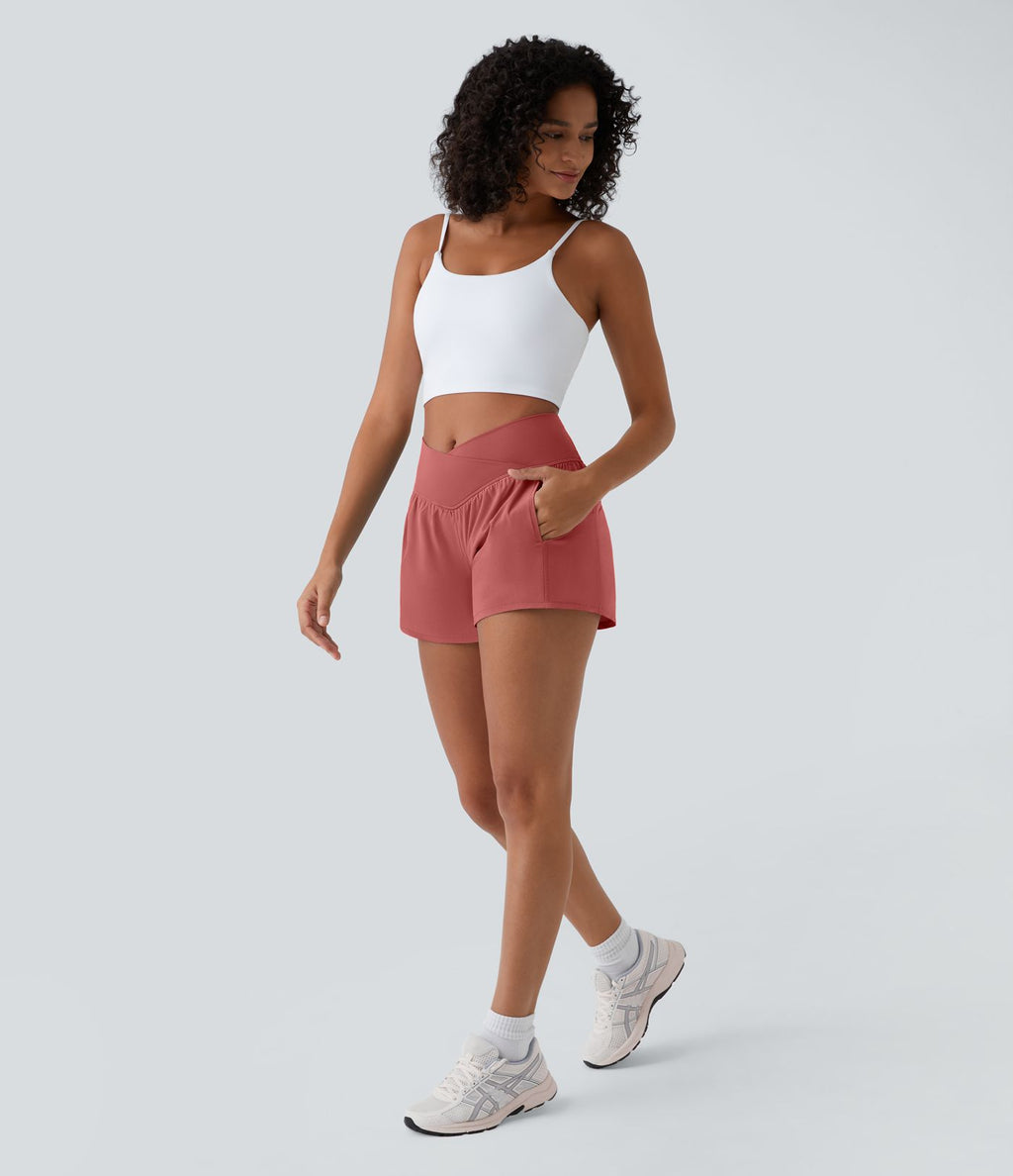 Breezeful™ Shorts 10cm Yoga Séchage Rapide 2 en 1 Taille Haute Poches Latérales Croisées