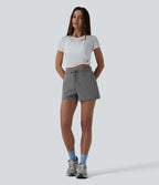 Short de running taille haute effet frais InstantCool et séchage rapide avec poches,cordon réglable, 6,5 cm, protection solaire UPF40+