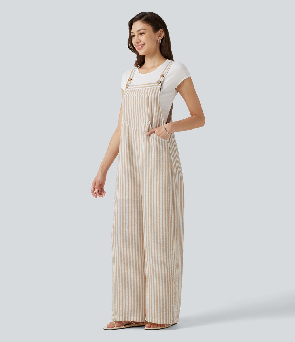 Salopette casual rayée effet lin avec poches