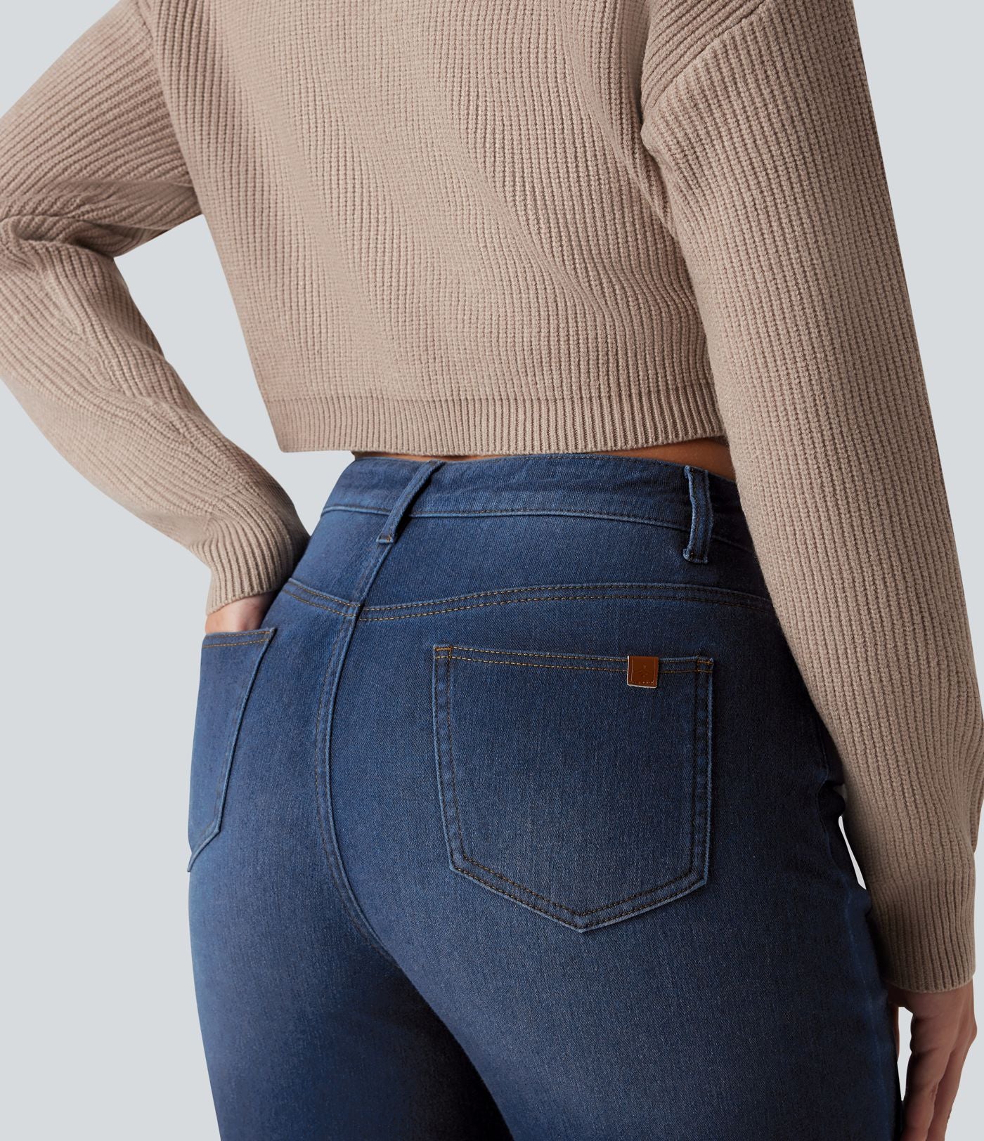 Jean droit Halara Flex™ Denim Heat casual molleton taille haute avec poches