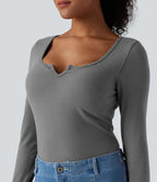 T-shirt décontracté chaud push-up à col cranté et manches longues - Bonnets E-G