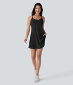 Softlyzero™ Plush Robe de danse courte dos nu avec short intégré - Version Easy Peasy