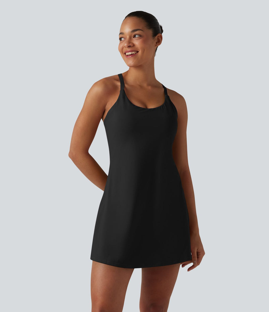 Robe de danse SoftlyZero™ Plush effet push-up dos nu avec bretelles réglables croisées et brassière intégrée bonnets E-G – Édition Easy Peasy