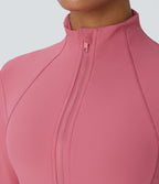 Patitoff™ Flow Veste Casual Courte à Col Montant Résistante aux Poils d'Animaux avec Fermeture Éclair Poches Latérales et Trou pour le Pouce