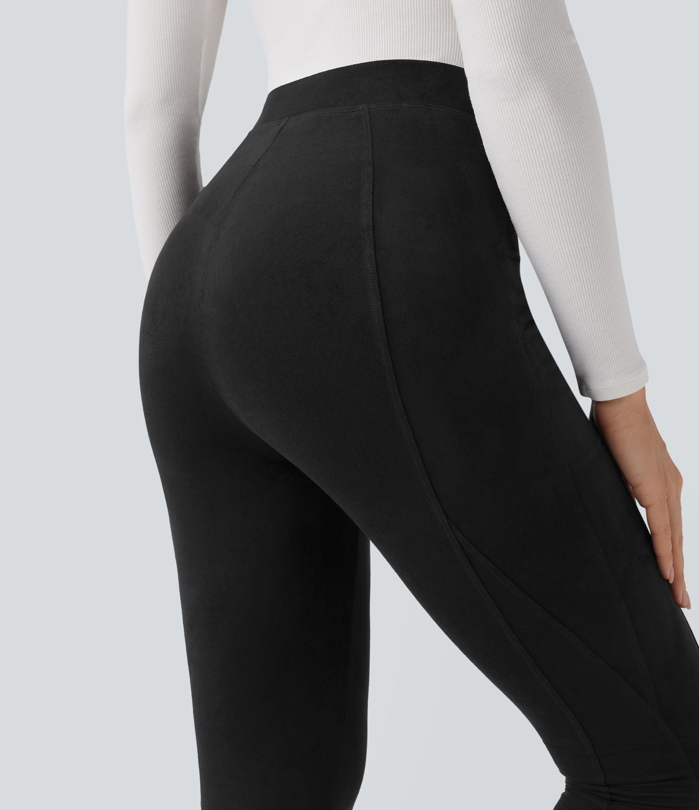 Legging décontracté 7/8 effet daim taille haute gainant avec poches
