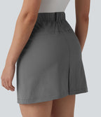 Jupe mini évasée de golf taille haute avec poches – Longueur allongée