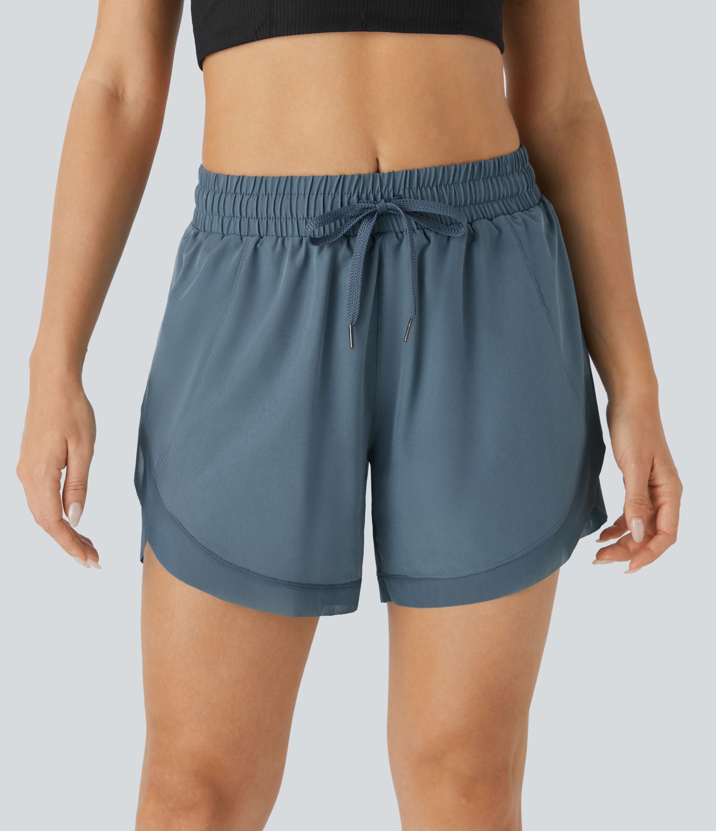 Short 12,5cm Running Fluide 2 en Taille Mi-Haut Cordon de Serrage Mesh Contrastant