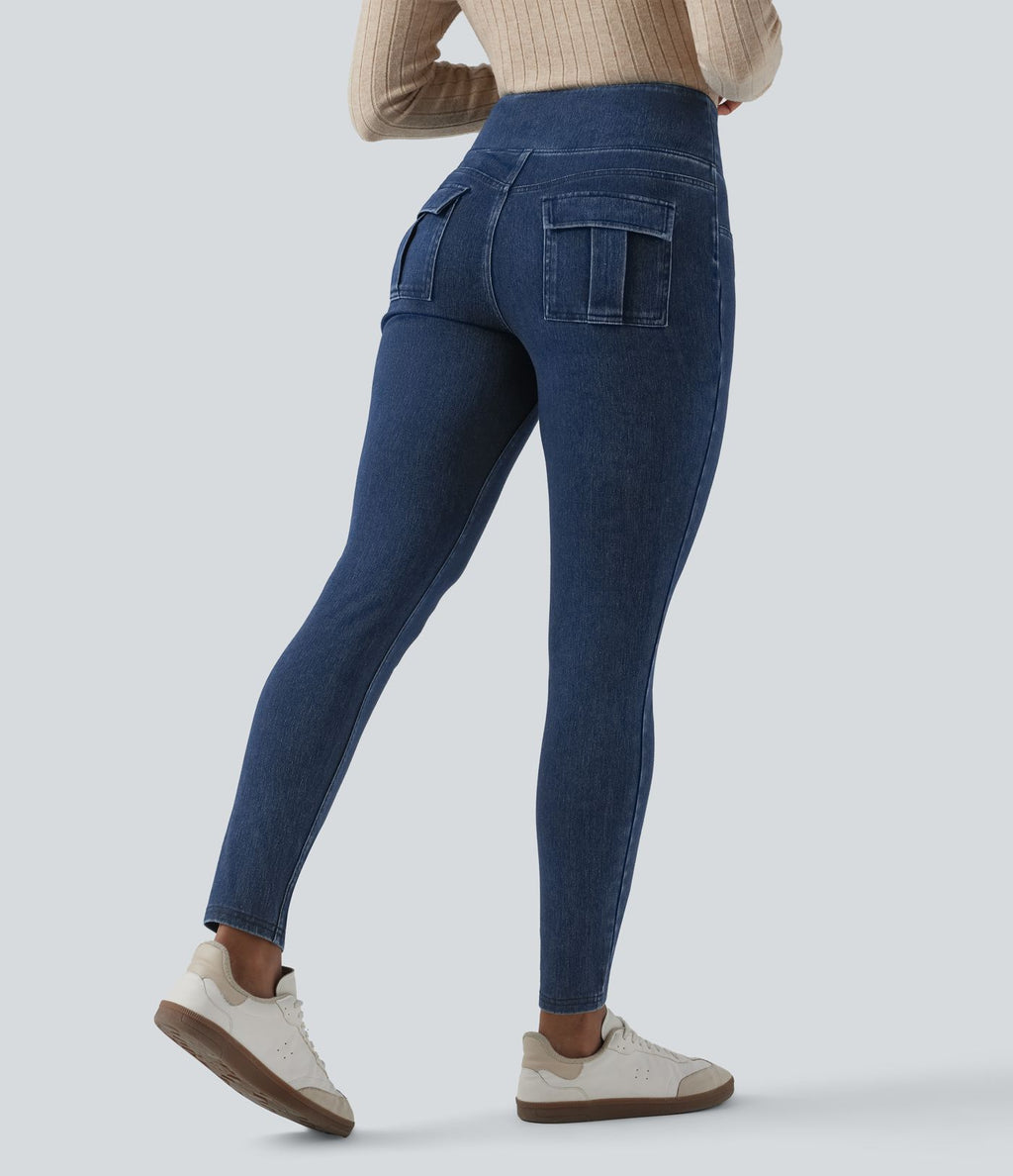 Legging décontracté gainant taille haute effet denim avec poches Halara Flex™