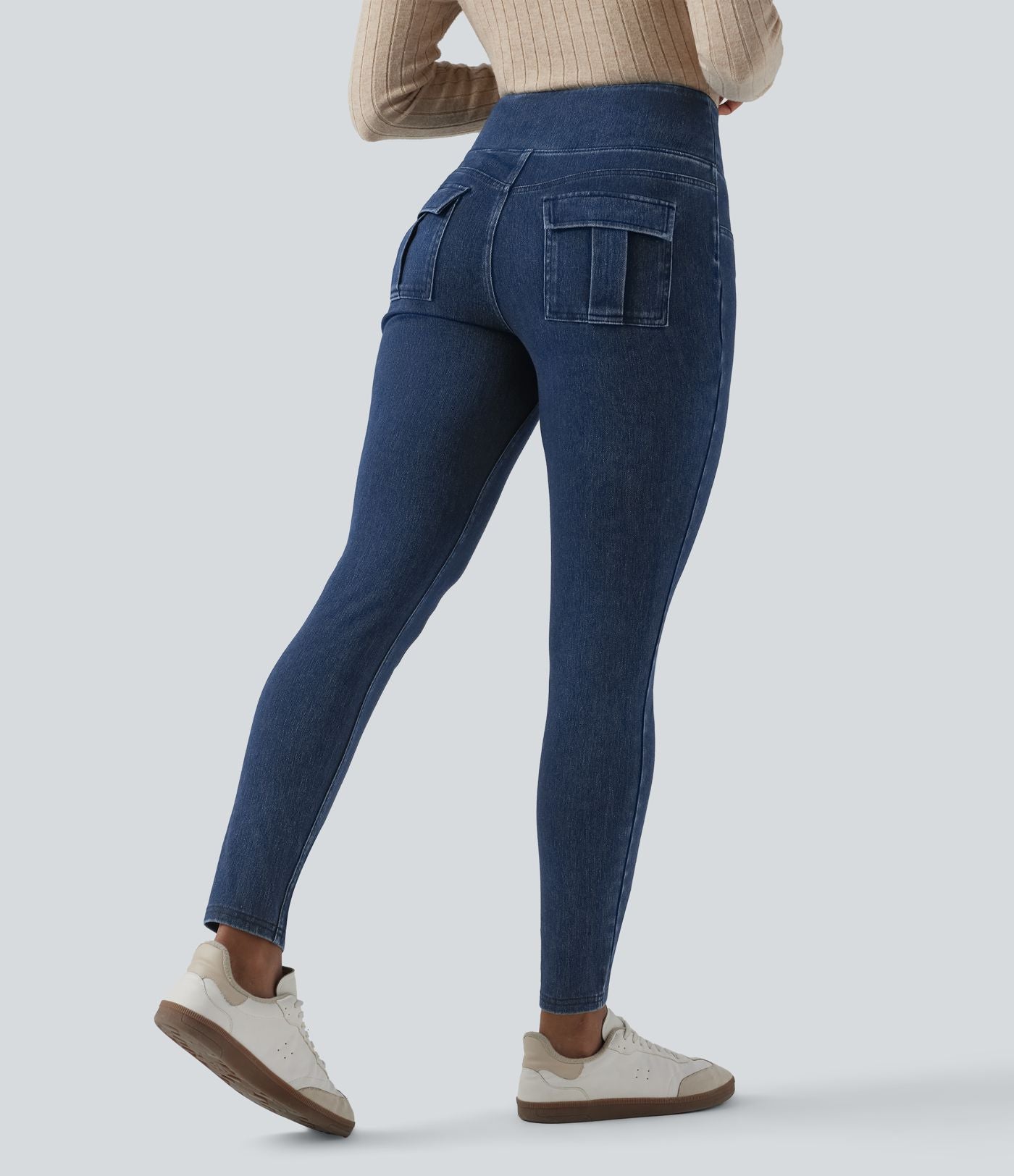 Legging décontracté gainant taille haute effet denim avec poches Halara Flex™