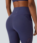 Legging de yoga 7/8 Softlyzero™ taille haute avec dentelle contrastée et poches latérales-UPF50+