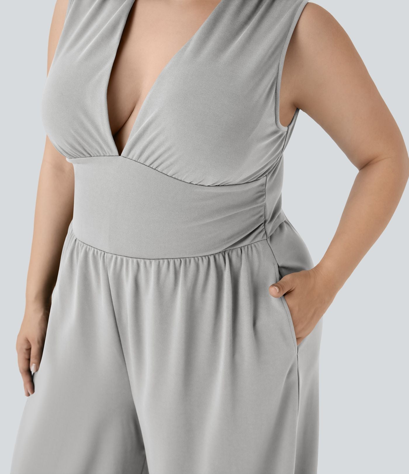 Combinaison grande taille col V sans manches avec poches - Édition Easy Peasy