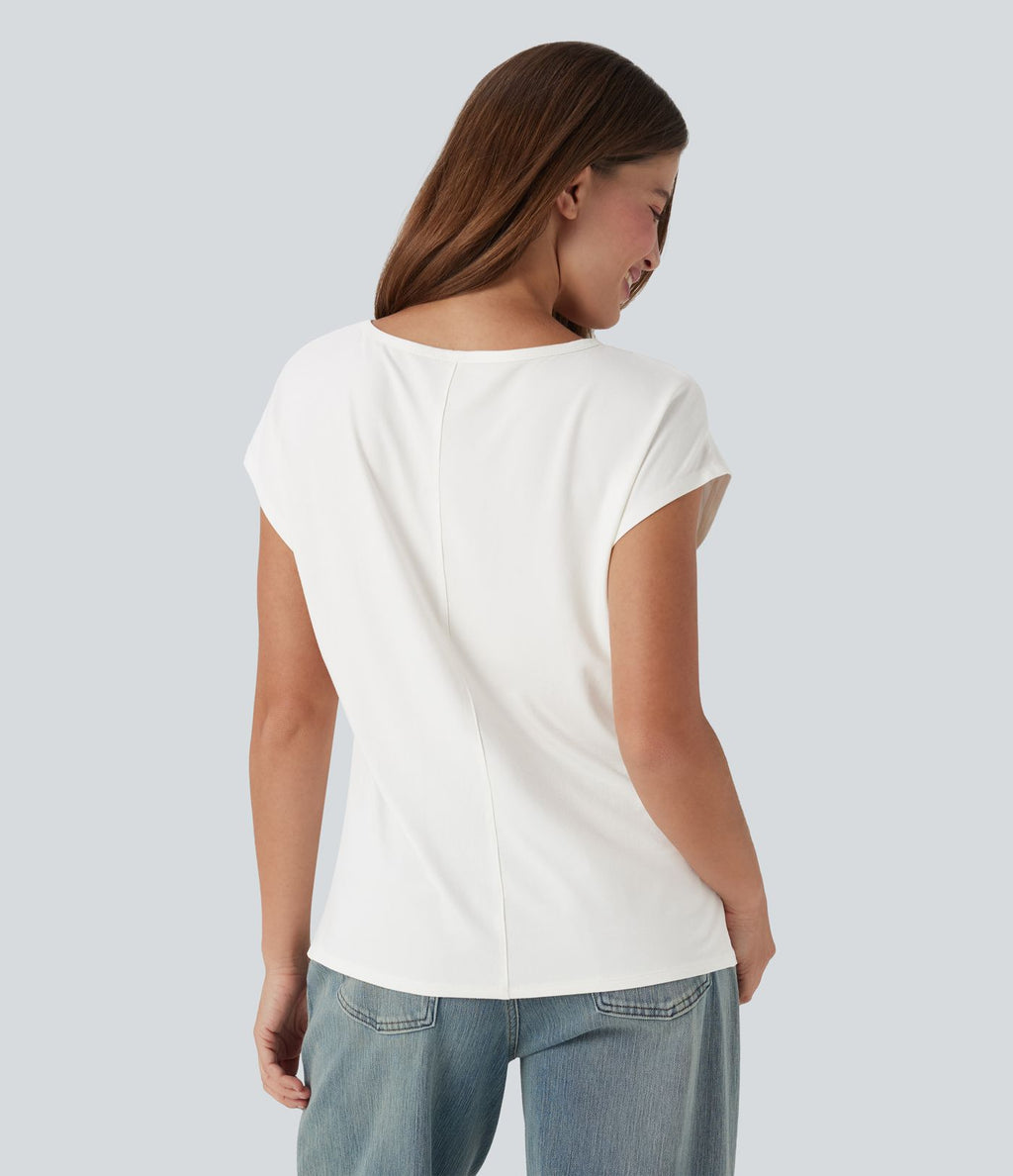 T-shirt casual col V manches courtes