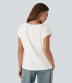 T-shirt casual col V manches courtes