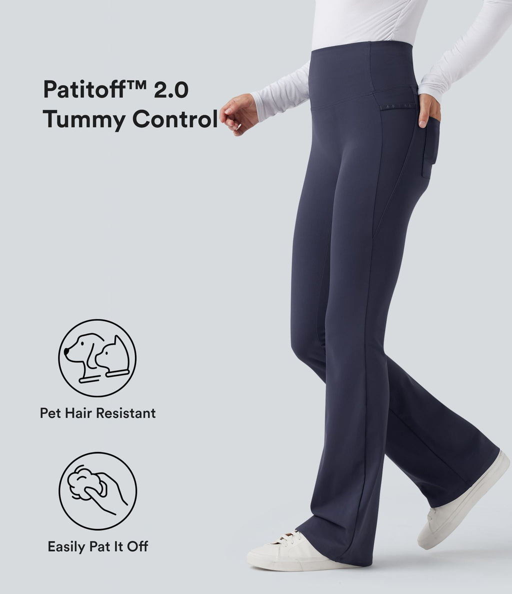 Patitoff™ 2.0 Pantalon casual évasé taille haute gainant anti-poils d'animaux avec poches