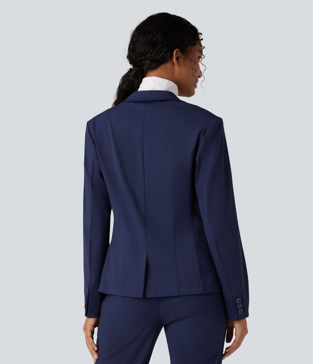 Blazer de travail ajusté col cranté infroissable à manches longues Halara Flex™ Suit avec poches