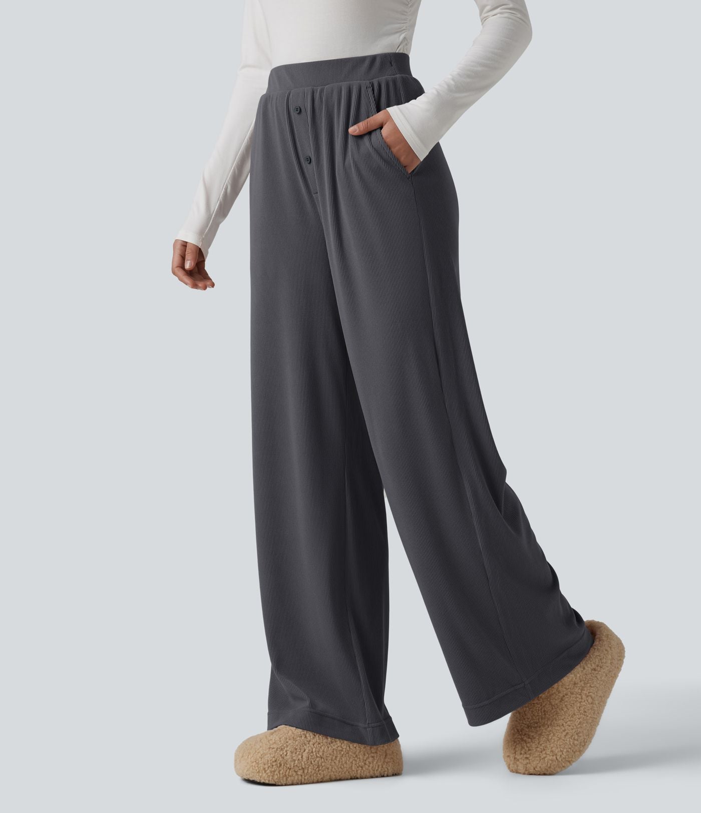 Pantalon de détente taille haute avec poches