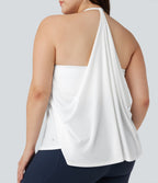 Haut de sport yoga grande taille SoftlyZero™ Airy col licou drapé effet frais InstantCool, protection solaire UPF50+