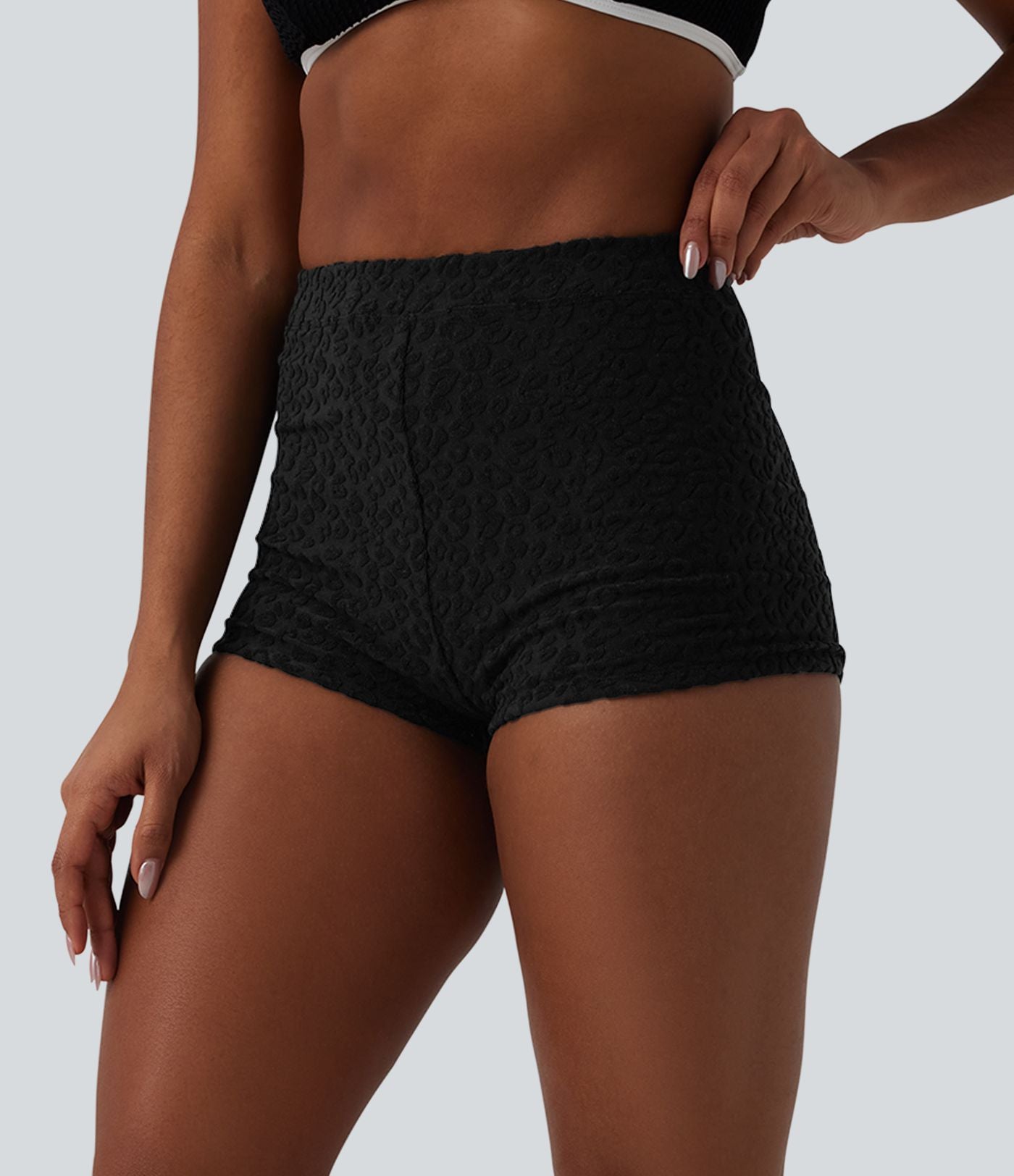 Bas de maillot de bain bikini taille haute imprimé léopard