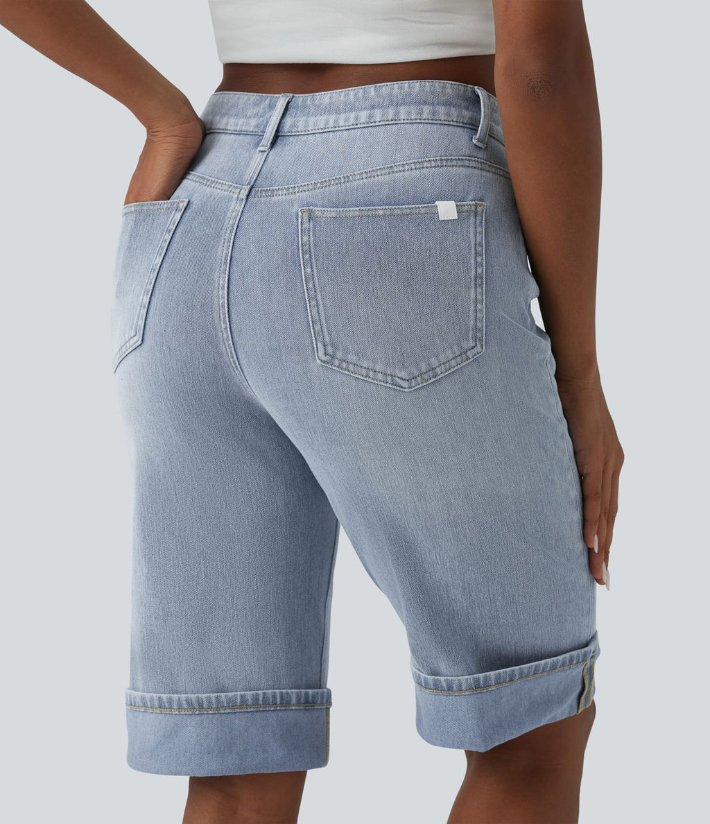 Short tailleur Halara Flex™ denim casual taille mi-haute avec poches