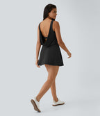 Robe Sport de Danse Mini 2 en 1 Dos Drapé à Crochet G avec Poches Latérales