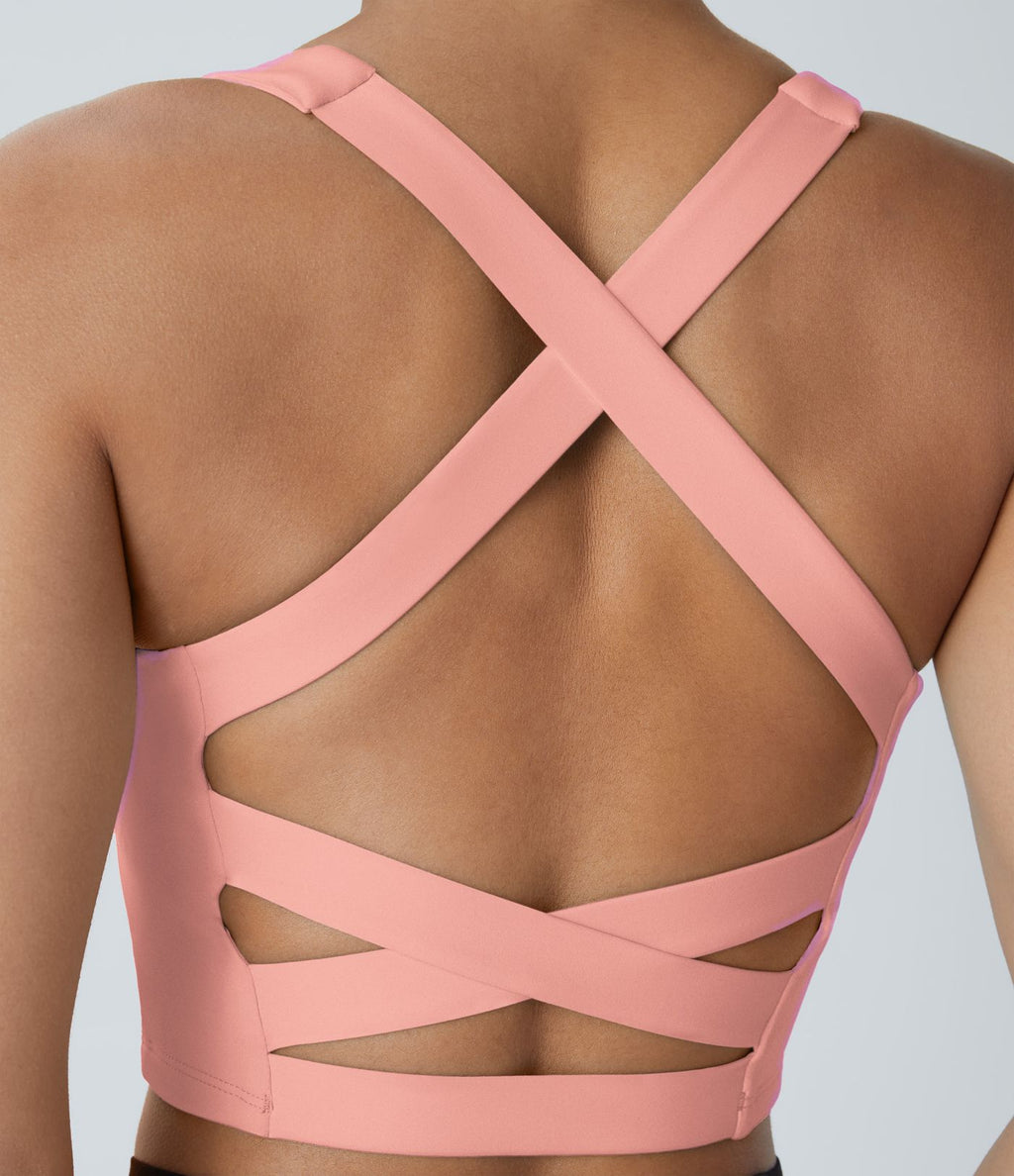 Débardeur yoga court SoftlyZero™ Airy col carré dos nu bretelles croisées effet frais InstantCool, bonnets A-C, protection solaire UPF50+