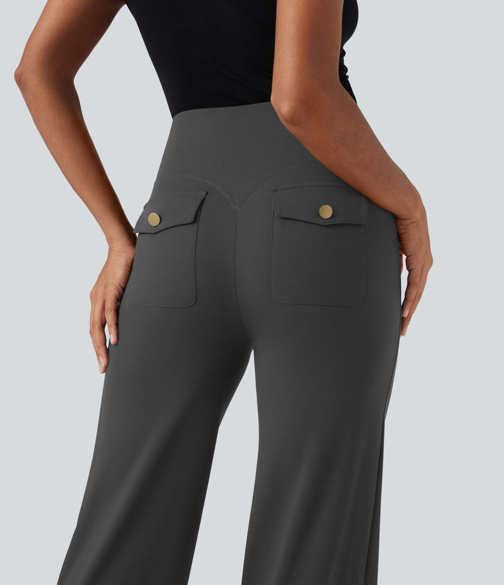 Pantalon de travail droit gainant taille haute avec poches Halara UltraSculpt™