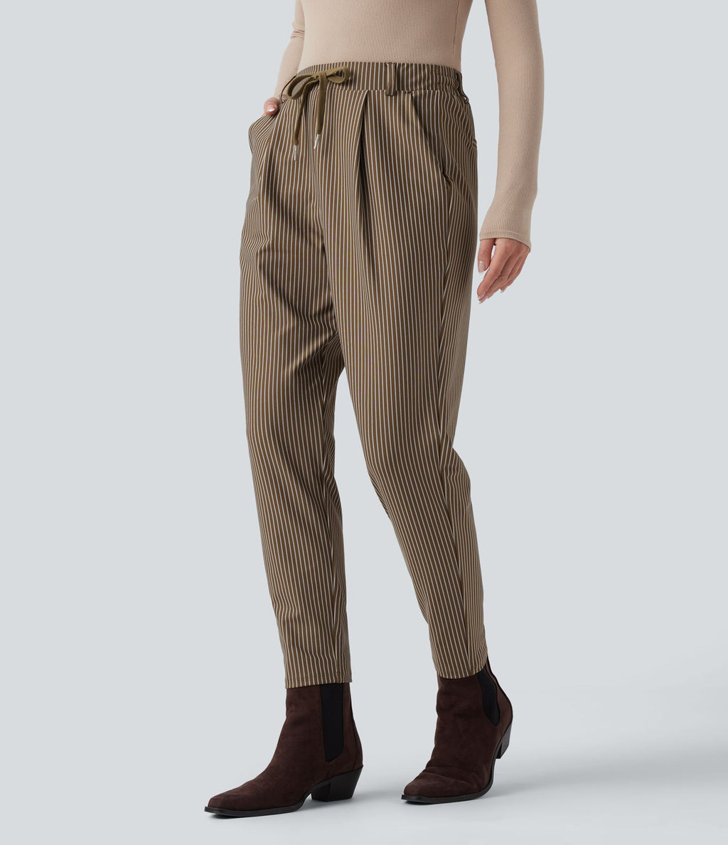 Pantalon Halara Flex™ taille mi-haute à cordon, effet rayé, coupe fuselée avec poches