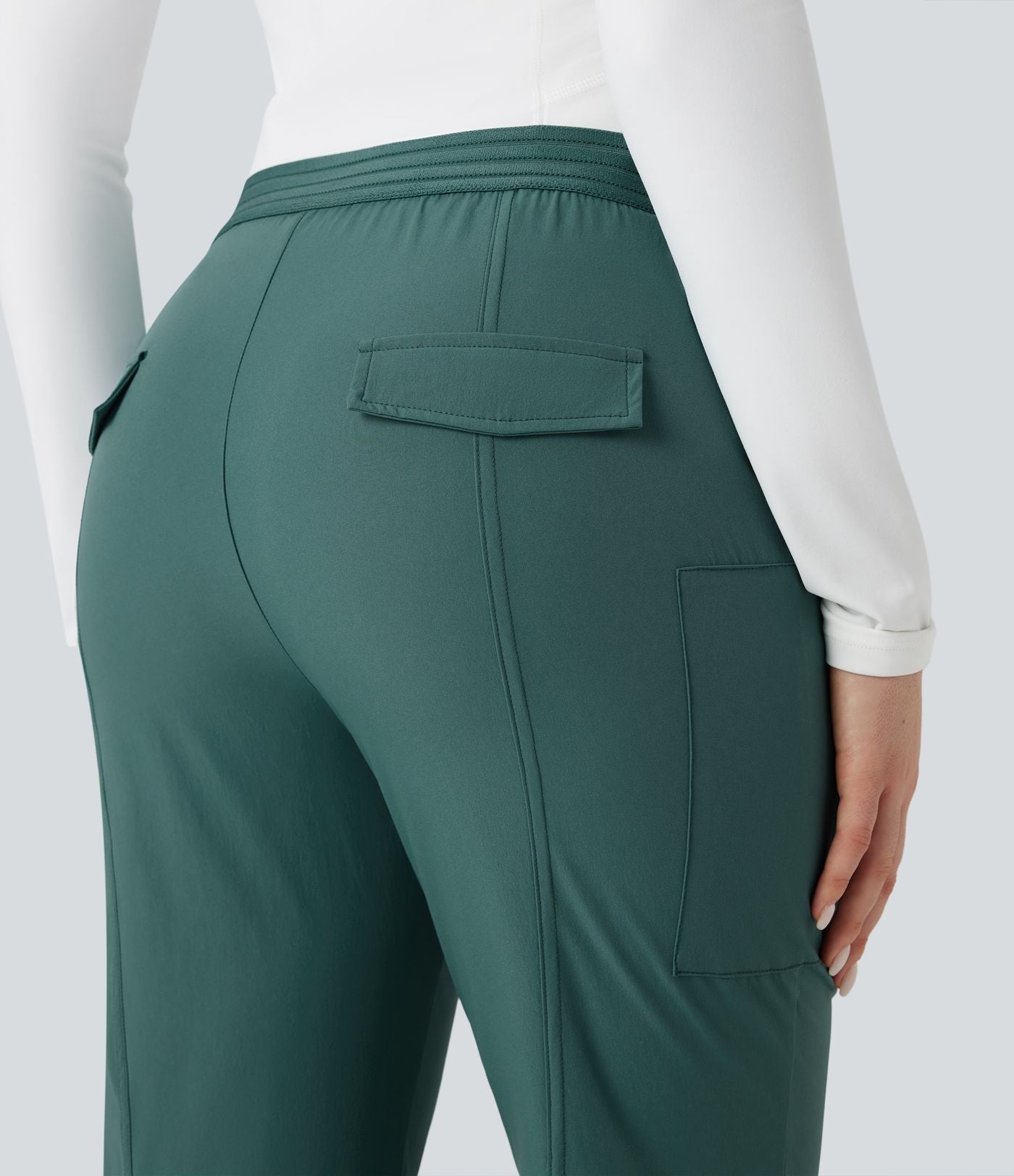 Pantalon de randonnée bootcut déperlant résistant à l'abrasion taille basse avec poches