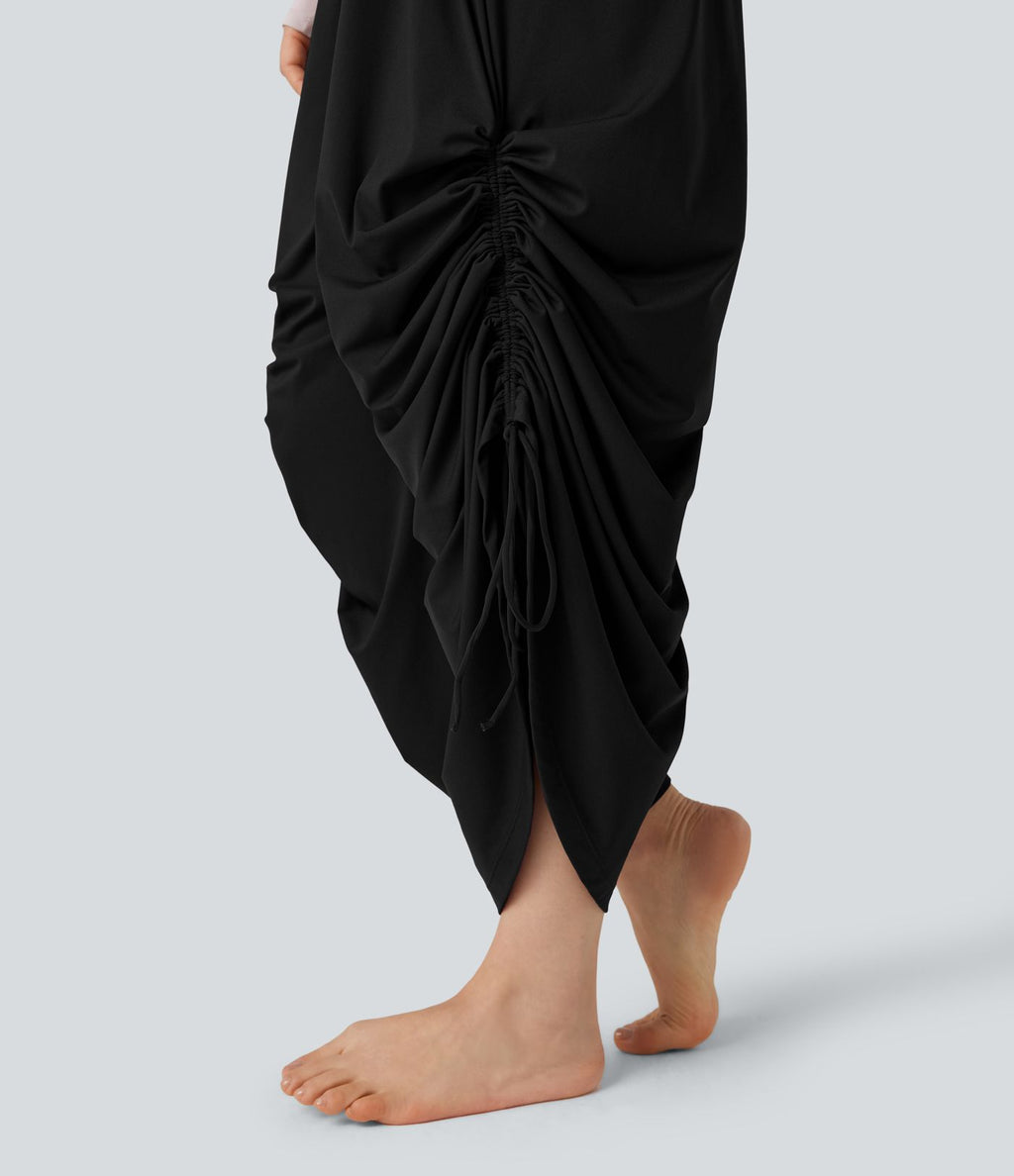 Pantalon baggy yoga SoftlyZero™ Airy froncé taille haute avec cordon de serrage et poches