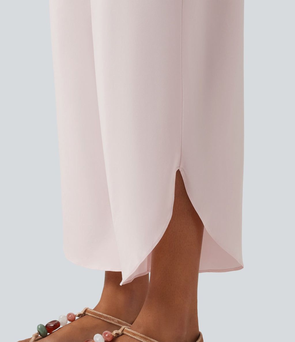 Pantalon Breezeful™ style vacances taille haute gainant 2-en-1 à bas fendu, séchage rapide et poches