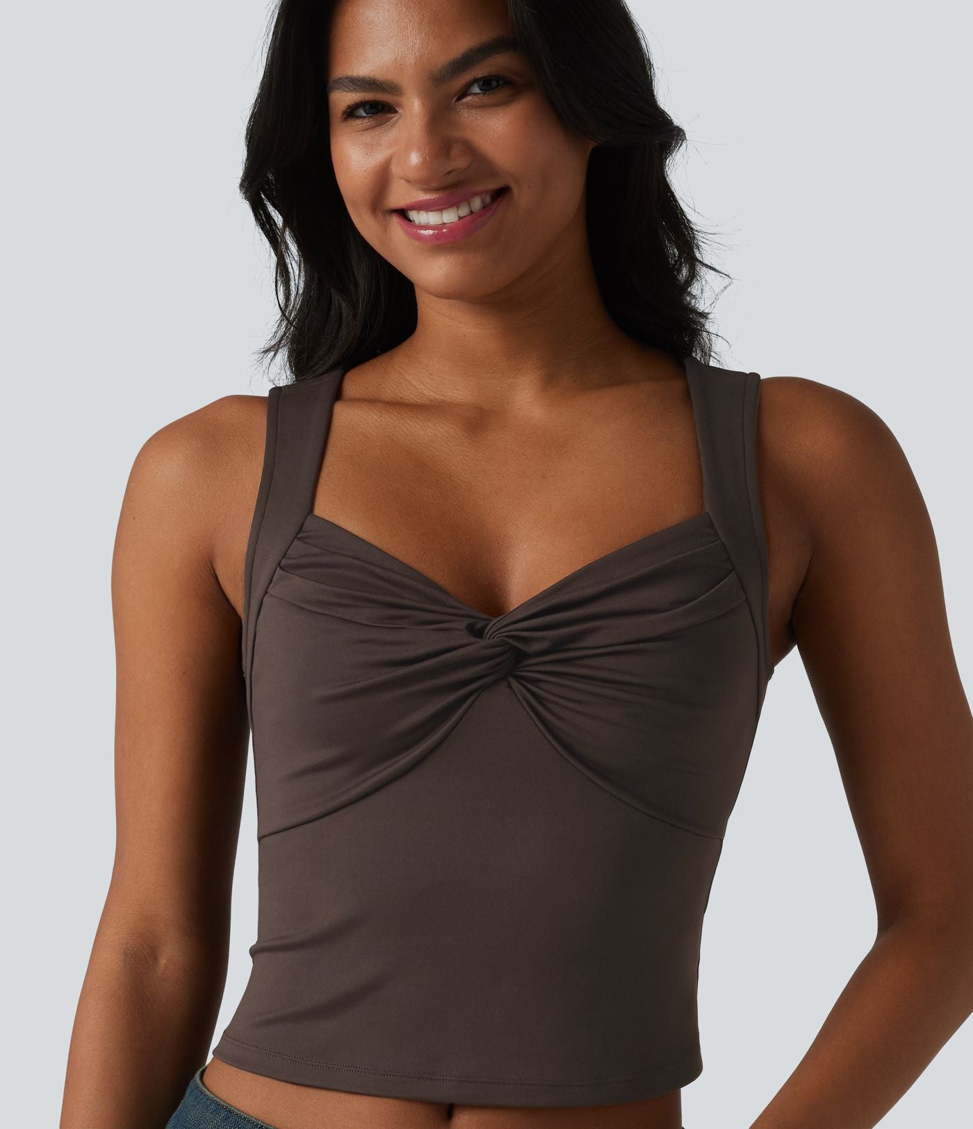 Débardeur casual slim torsadé col cœur