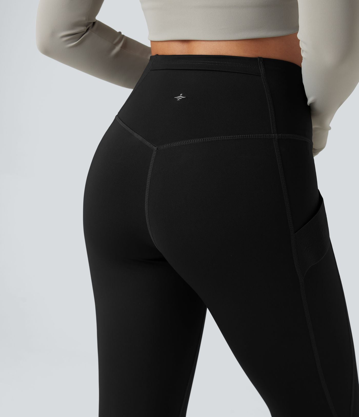 Legging de randonnée 7/8 résistant à l'usure taille haute croisée réfléchissant avec poche