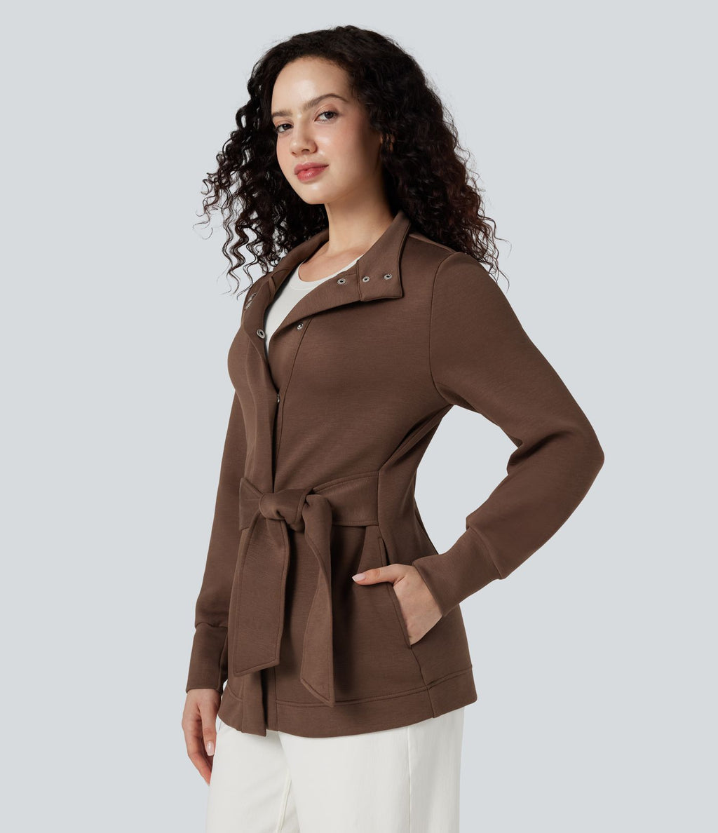 Manteau SpacerTek™ col montant, manches longues, ceinturé, avec poches