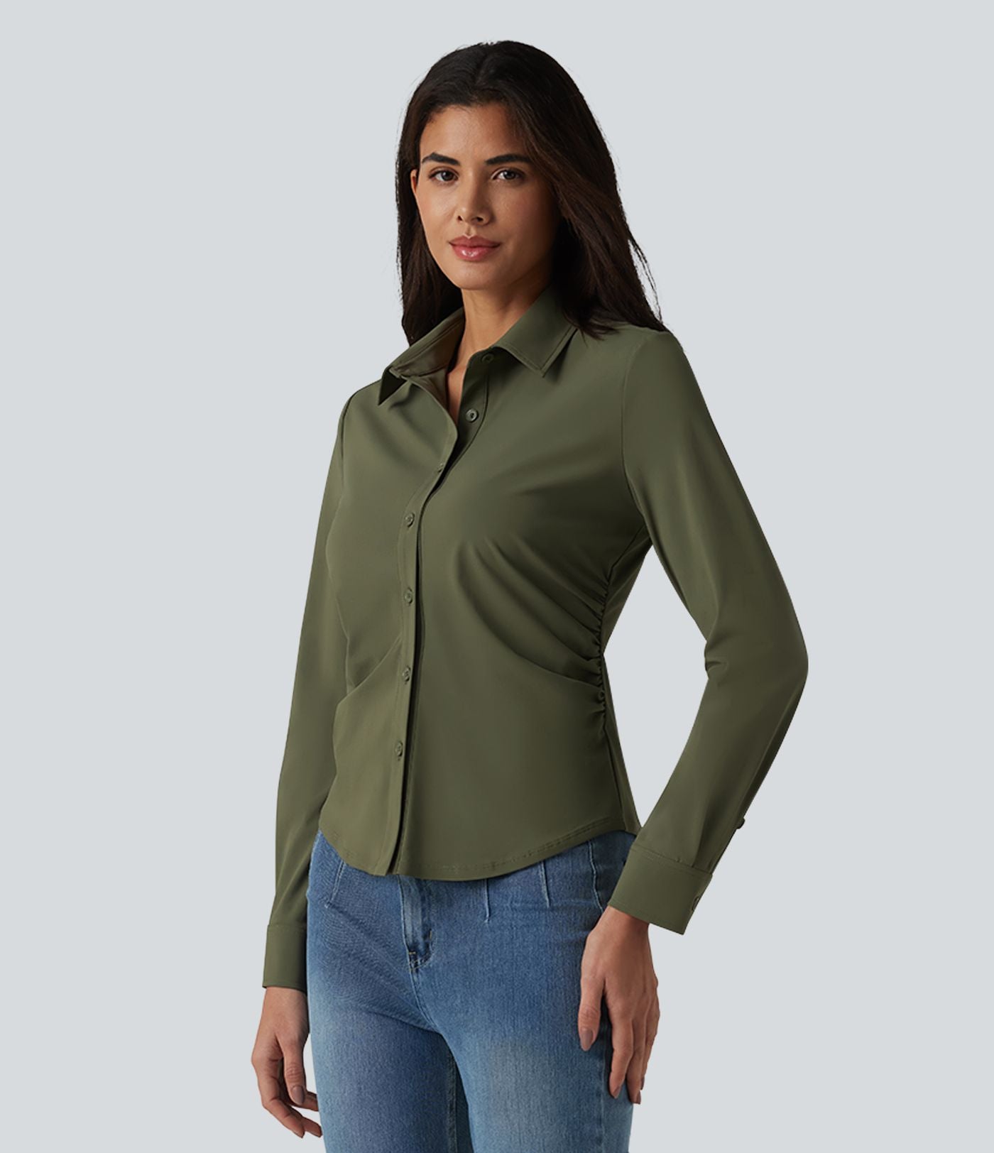 Chemise casual infroissable à manches longues et séchage rapide
