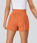 Short 7,5cm Yoga 2 en 1 Super Taille Haute Poches Arrière Poches Cachées Latérales