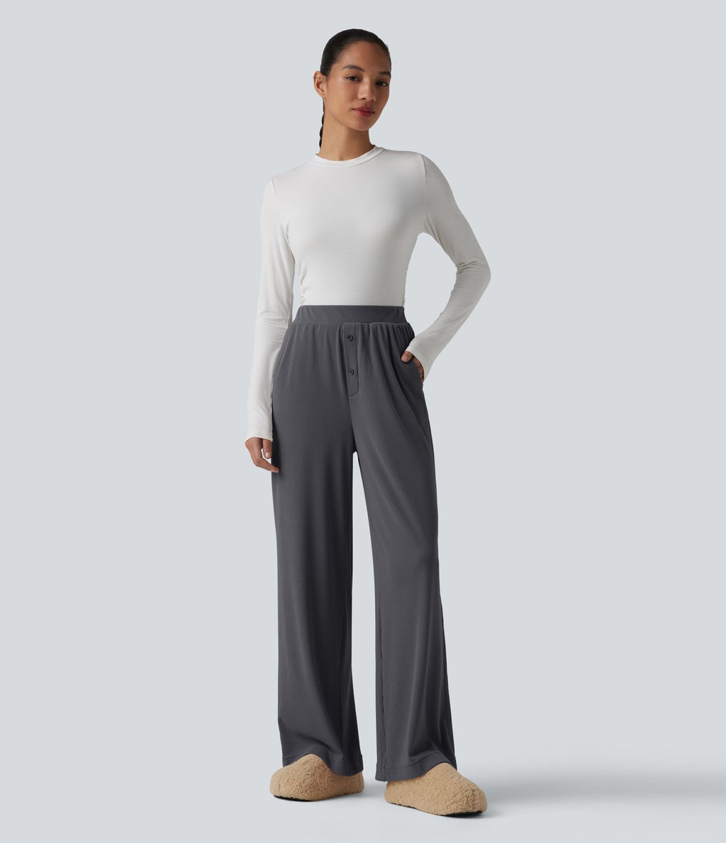 Pantalon de détente taille haute avec poches