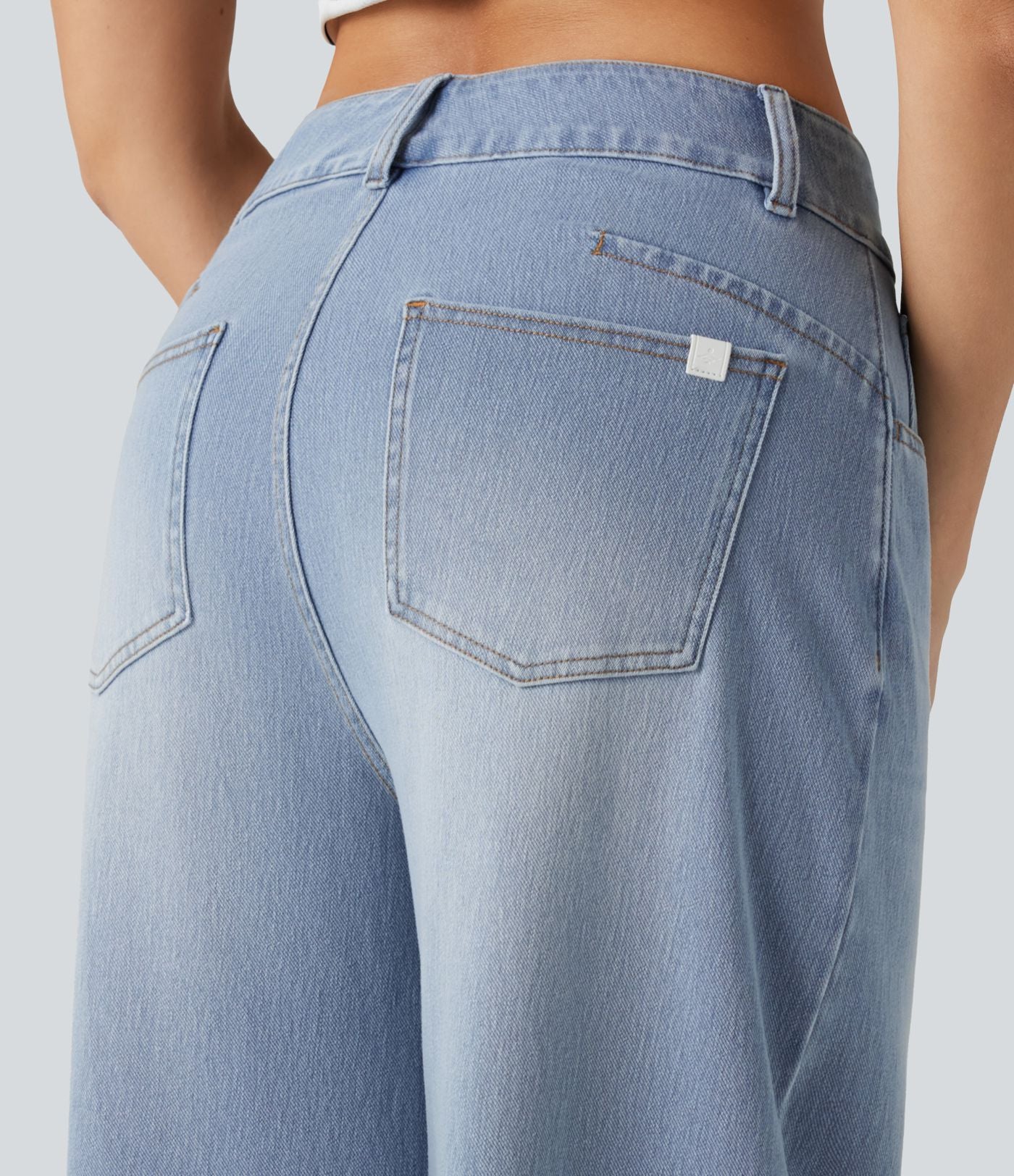 Jean Barrel 7/8 décontracté taille mi-haute avec poches Halara Flex™